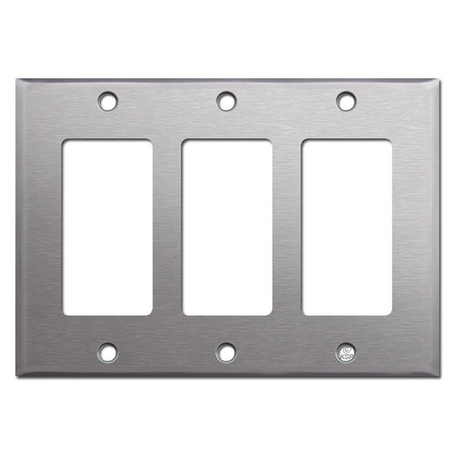 3 Gang GFCI Decora Rocker Switch Plates - 302 Stainless Steel