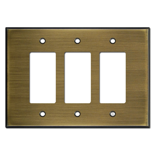 Oversized 3 Decora Rocker Light Switch Wall Plate - Antique Brass