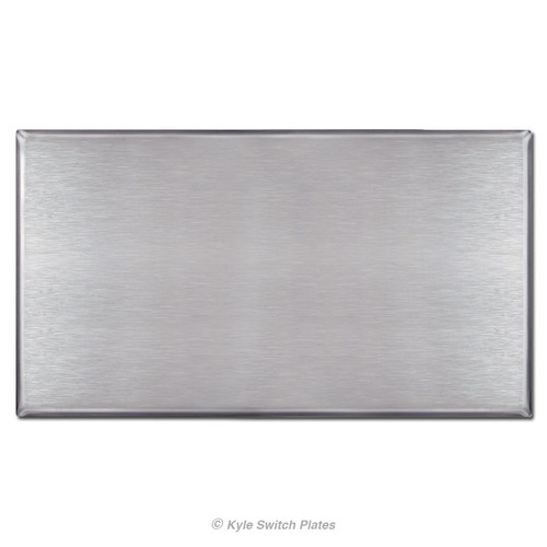 4 Gang All Blank Switch Plate with No Holes - Satin Stainless Steel