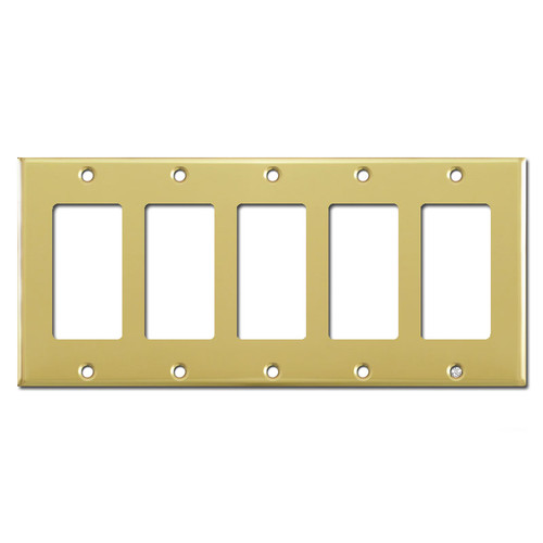 5 Rocker Switch Plates - Polished Brass