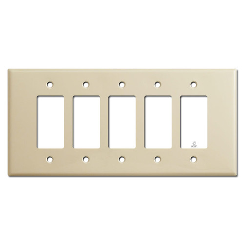 Jumbo Five Gang 5 Decora Rocker Light Switch Plates - Ivory