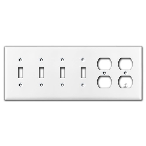 4 Toggle 2 Duplex Outlet Cover Switch Plate - White