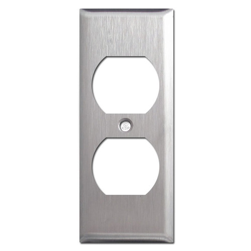 1.75" Thin Duplex Outlet Wall Covers - Satin Stainless Steel