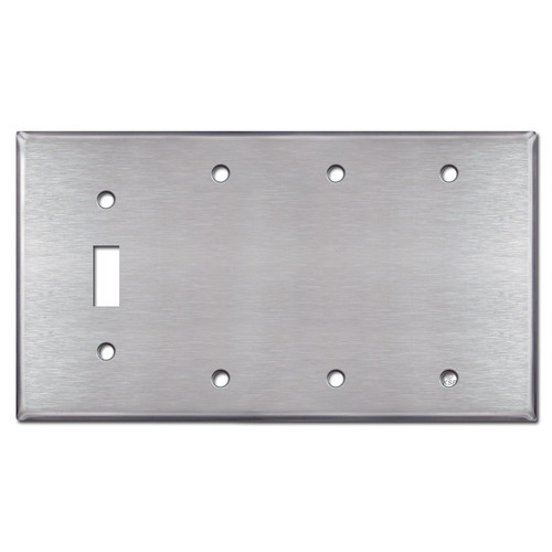 Single Toggle Triple Blank Plate Covers - Satin Stainless Steel