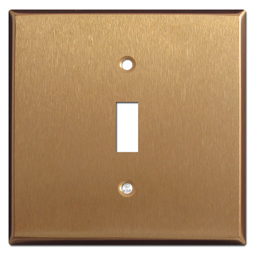 2 Gang Wide 1 Toggle Switch Plate - Satin Bronze