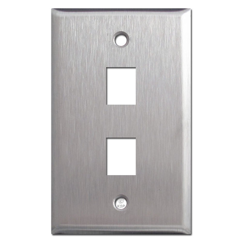 2 Telephone Jack Cover Plates - Satin Stainless Steel