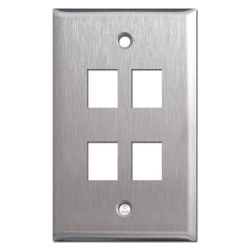 Quadruple Telephone Jack Cover Plates - Satin Stainless Steel