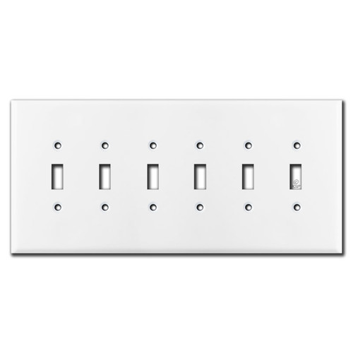 Jumbo 6 Gang Toggle Switch Plates - White