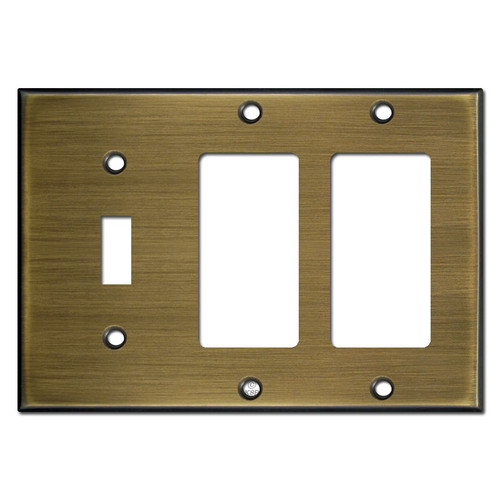 Single Toggle Double GFCI Cover Plates - Antique Brass