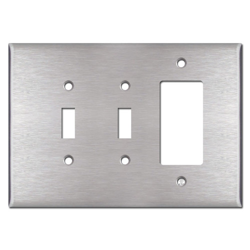 Jumbo 1 Rocker 2 Toggle Switch Plate - Spec Grade Stainless Steel