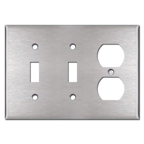 2 Toggle 1 Duplex Outlet Plate - Spec Grade Stainless Steel