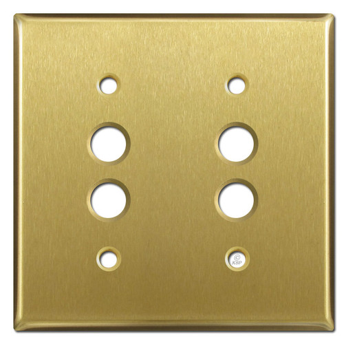 2 Gang Pushbutton Switch Plates - Satin Brass