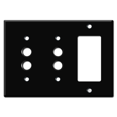 Decora Electrical Outlet + 3 Push Button Switch Plate - Black