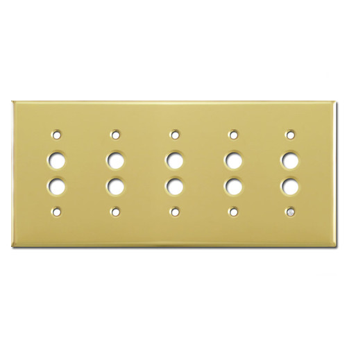 4 Gang Push Button Wall Plates - Polished Brass