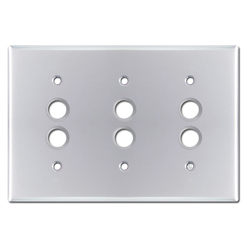 Three Gang Pushbutton Switch Covers - Polished Chrome