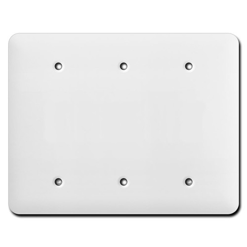 Long Triple Gang Blank Wall Cover Plates - White