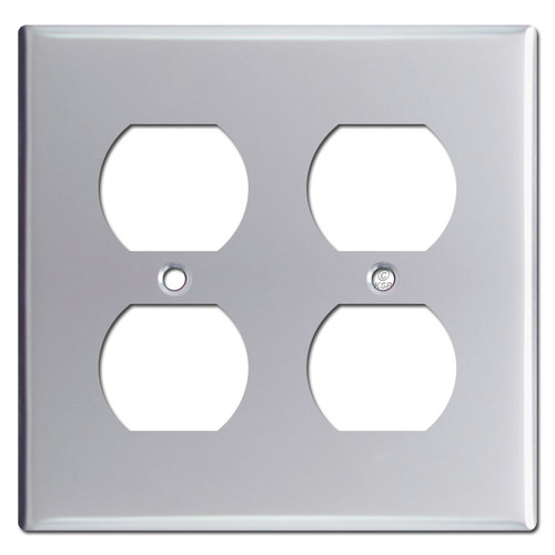 Two Duplex Outlet Cover Plate - Polished Chrome