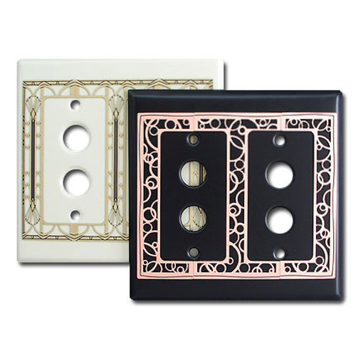 Decorative Double Push Button Light Switch Plate