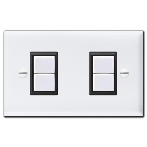 2 GE Low Voltage Switches & Wall Plate Cover Set Replacement - Black/White