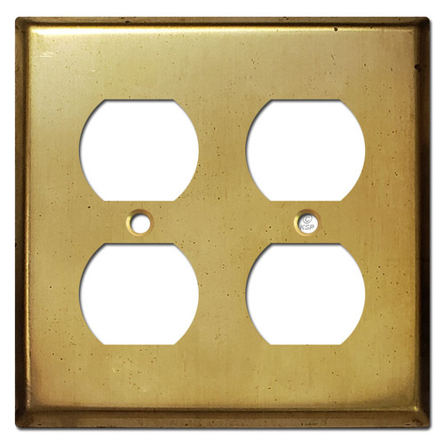 Double Duplex Receptacle Cover Plates - Raw Satin Brass