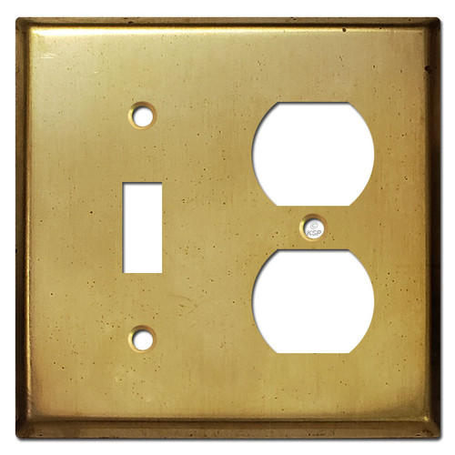 Toggle Receptacle Cover Switchplates - Raw Satin Brass