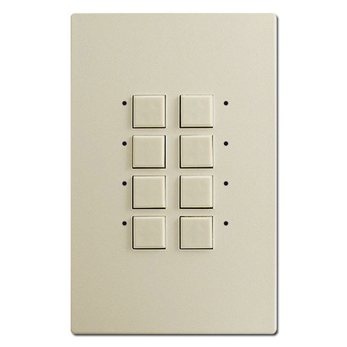 Touch-Plate Mystique 8 Switch Controls Green LED - Almond