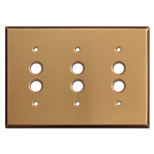 3 Pushbutton Light Switchplate Covers - Satin Bronze