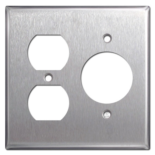 Duplex Outlet + 20A Simplex Outlet Cover - Stainless Steel