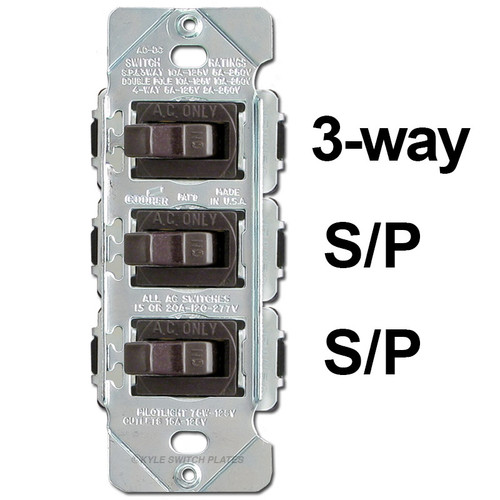Stacked Despard Toggle Switch Set Two 3-Way + S/P 15A - White