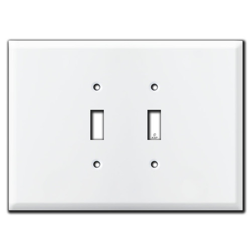 Ultra Oversized 2 Toggle Switch Cover 7.5" Wide x 5.5" High - White
