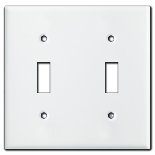 Wide Spread 2 Toggle Switch Wall Plate for Dual Boxes - White