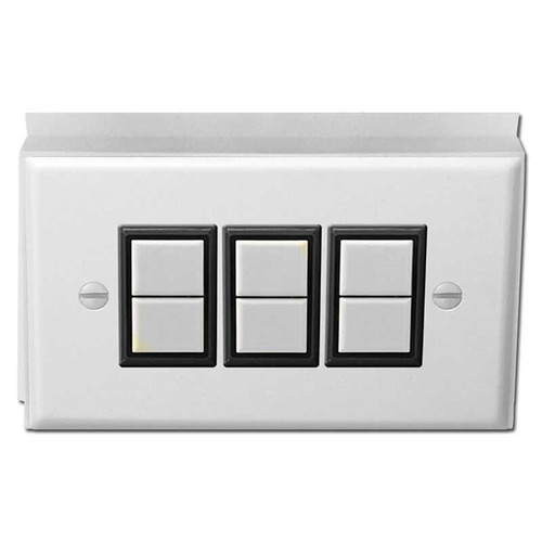 GE Low Voltage Surface Mounted 3 Switch Plate Unit - White 