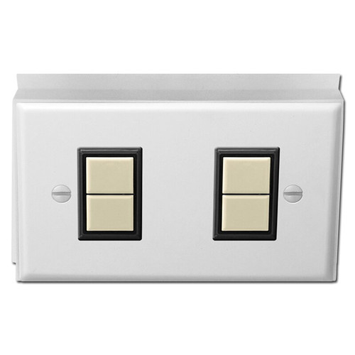 Low Voltage Surface Mounting 2 GE Switch Plate Unit - White with Ivory