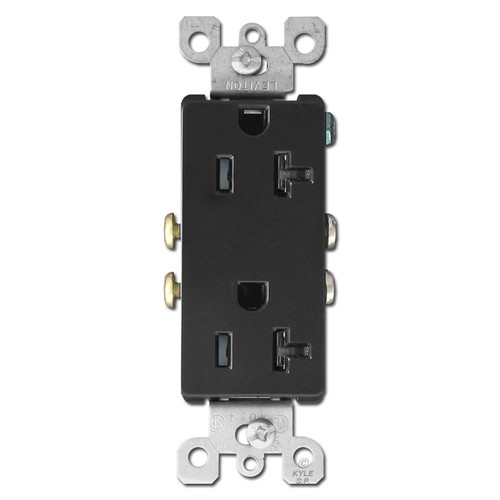 Black 20A Electrical Outlet Tamper Resistant - Leviton Decora