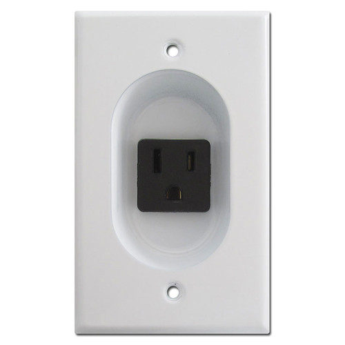 White 15A Recessed Outlet for Mounting Flat Panel TV