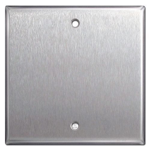 Center Mount 2-Gang Blank Wall Plate Cover - Stainless Steel