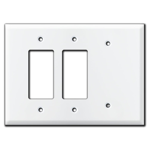 Oversized 1 Blank 2 Rocker Decor Outlet Cover Wall Plate - White