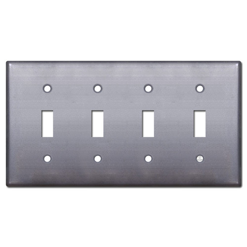 4 Toggle Switch Wallplate - Raw Steel Paintable