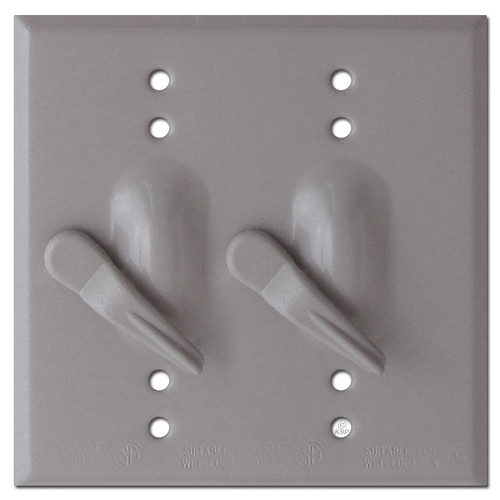 Weatherproof 2 Toggle Electrical Switch Plates - Aluminum