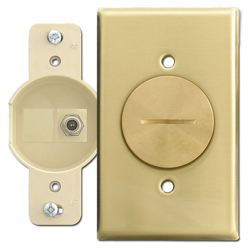 Brass Leviton Floor Mount Coaxial F-Connector Assembly Switch Plate