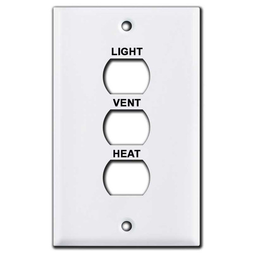 Engraved 3 Despard Switch Plates - Light Vent Heat - White