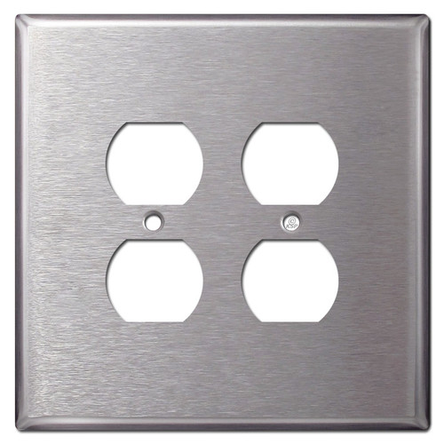 Oversized 2 Gang Outlet Cover - Satin Stainless Steel