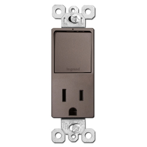 Stacked 15A Outlet + 3-Way Decor Switch - Dark Bronze
