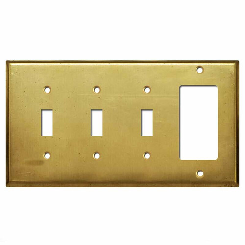 3 Toggle 1 Decor Wall Plate - Raw Unfinished Brass