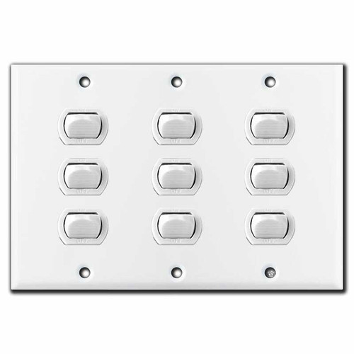 9-Switch 3-Gang Low Voltage Despard Master Panel Set - White