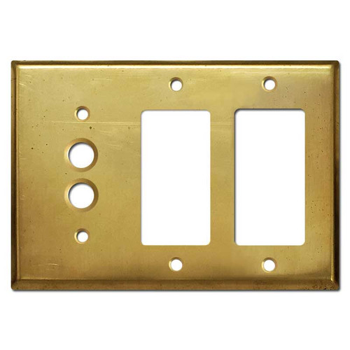 1-Push Button 2-Decora Outlet Switch Cover - Raw Brass Unfinished