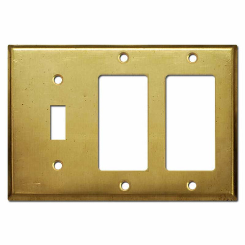 1 Toggle 2 Decor Outlet Rocker Switch Cover - Raw Unfinished Brass
