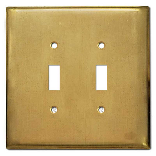 Jumbo 2-Toggle Light Switch Cover - Raw Unfinished Brass