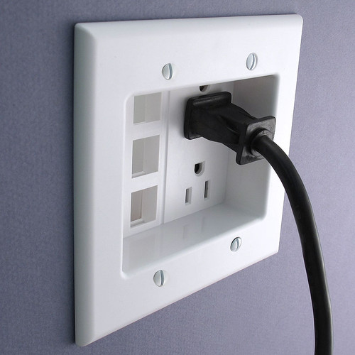 White Leviton Recessed Outlet with 6 Port Connectors