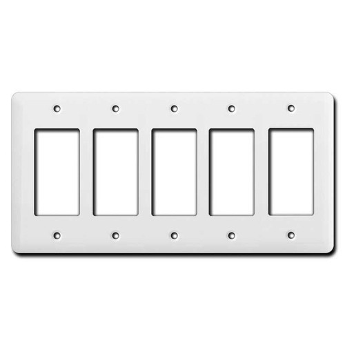 Tall Five Gang Rocker GFCI Switch Wall Plate - White